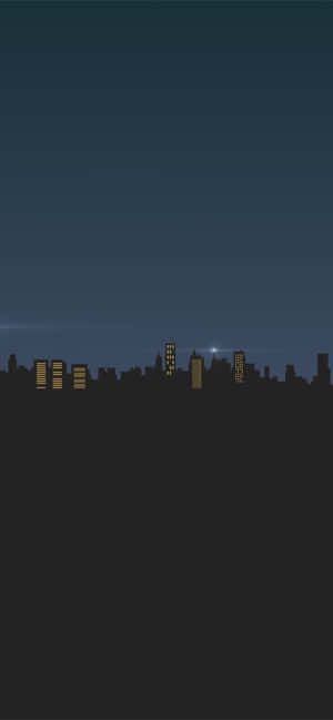 像素藝術城市天際線，夜間窗戶亮燈