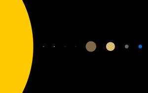 極簡風格的太陽系，以幾何風格呈現太陽和行星。