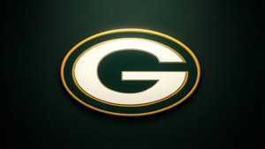 乾淨嘅 Green Bay Packers 標誌，配上深色背景同鮮明金色點綴。