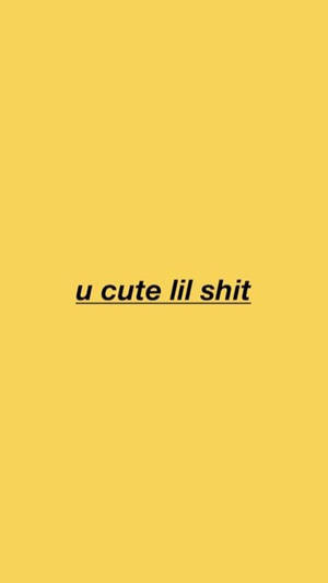 黃色背景，居中帶底線的黑色文字寫著「u cute lil shit」