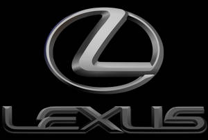 黑色背景上的鍍鉻 Lexus 汽車品牌標誌