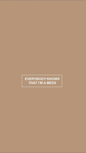 米色背景，有一個白色文字框，寫著 everybody knows that i'm a mess。 — 窩心語錄 壁紙
