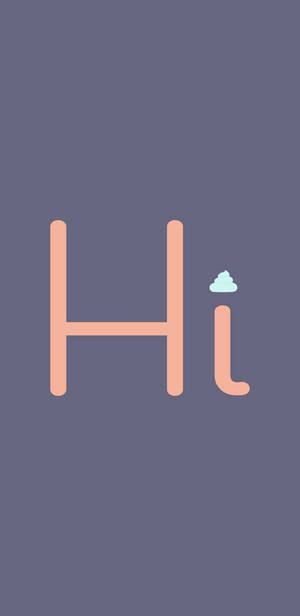 在靛藍色背景上，帶有便便表情符號的簡約桃色文字「Hi」。