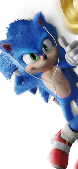 Sonic the Hedgehog 戴著耳塞豎起大拇指。