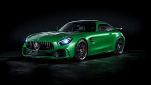綠色Mercedes-AMG GT R跑車在攝影棚燈光下 — 汽車 壁紙
