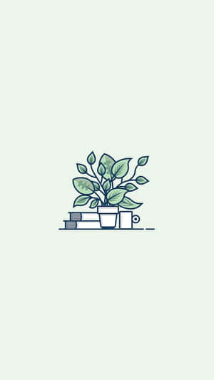 書本和馬克杯上的盆栽植物，營造寧靜的學習空間。