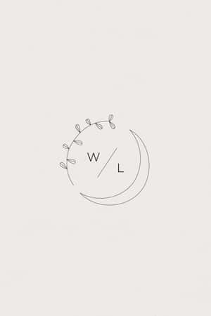 簡約標誌，新月花環內有 W 和 L — 極簡美學 壁紙