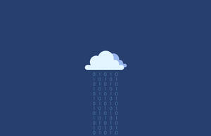 雲朵在藍色背景上下著二進位數字雨