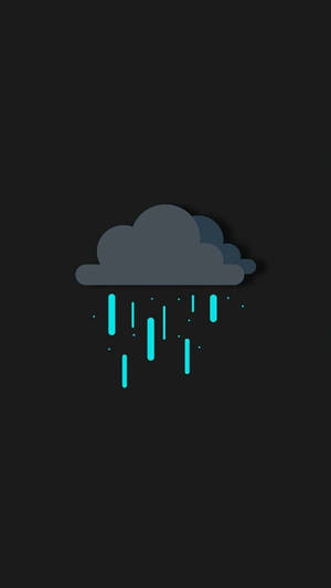 一個風格化的雲朵，發光的雨滴落在黑色背景上。