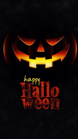 發光的傑克南瓜燈，深色背景上有 'happy halloween' 文字