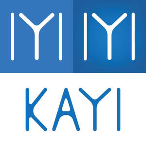 藍白簡約標誌，帶有風格化文字 IYI 和 KAYI。 — 藍色 壁紙