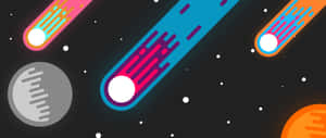 霓虹彗星和行星劃過繁星點點的宇宙背景。