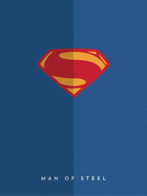 超人標誌分成兩半，下方有「MAN OF STEEL」文字。