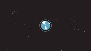 一個簡單的藍白地球儀圖示漂浮在星空夜空中。 — 簡約美學 壁紙
