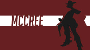 牛仔手持手槍的剪影，紅色背景上帶有「MCCREE」文字。