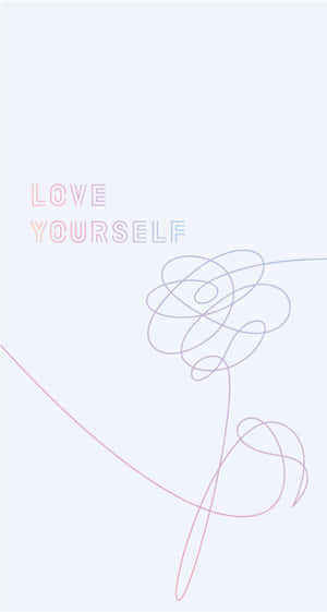 簡約設計，帶有「LOVE YOURSELF」和粉彩色的抽象線條藝術。 — BTS標誌 壁紙
