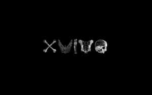 骨骼和頭骨在黑色背景上拼出 XVIVO。