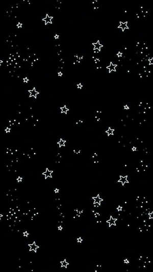 黑色背景搭配白色星星和點點，營造宇宙夜空效果。