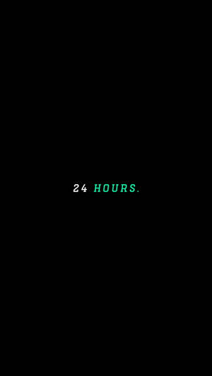 黑色背景上以綠色和白色顯示 24 HOURS 的文字。 — 黑色動態圖 壁紙