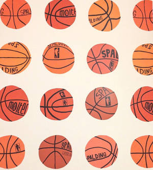 帶有重複橙色籃球（帶有 Spalding 和 NBA 標誌）的壁紙。