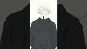 從背後看到的白發動漫角色，穿著深色連帽衫。 — Mikey 東京復仇者 GIF 壁紙