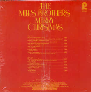 紅色黑膠唱片背面封套，金色文字列出 The Mills Brothers 嘅聖誕歌曲。