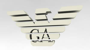 純白背景上帶有'GA'字母的時尚奶油色和黑色3D鷹標誌