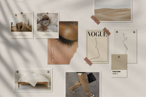 照片拼貼畫，展示牆上的眼淚、沙漠、Vogue 雜誌和極簡主義臥室。