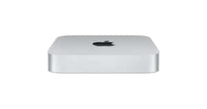 白色背景上的銀色 Apple Mac mini 電腦