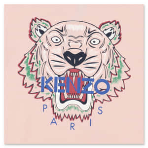 Kenzo Paris 老虎頭標誌插圖，背景為粉紅色。