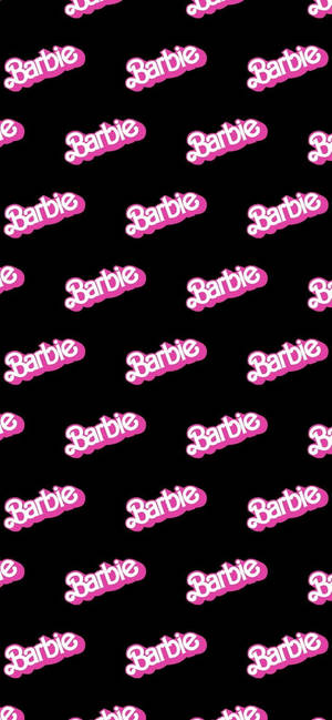 黑色背景上的粉紅色 Barbie 標誌圖案。