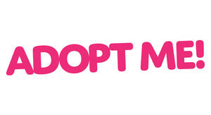白色背景上粉紅色粗體文字寫著 adopt me