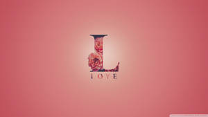 字母L配上玫瑰和love字樣，粉紅漸變背景。