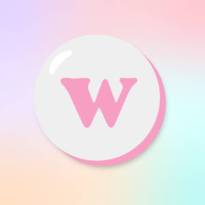 粉彩漸變背景上，白色圓圈內的粉紅色字母W。