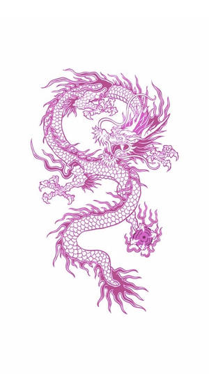 風格化的紫色龍插圖，帶有詳細的鱗片和火焰般的鬃毛。 — 日本龍動畫 壁紙