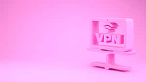 粉紅色3D電腦顯示器在粉紅色背景上顯示VPN標誌
