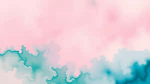 抽象水彩設計，粉紅與藍綠色融合成柔和漸變背景。 — 設計 壁紙
