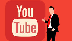 商人以平面插圖風格展示YouTube標誌。