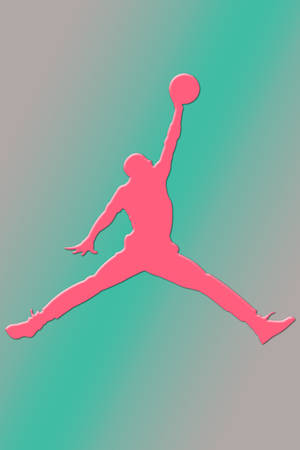 粉紅色籃球運動員剪影入樽，藍綠色灰色漸變背景 — Air Jordan GIF 壁紙