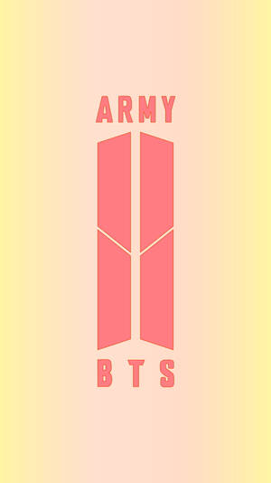 粉紅色BTS標誌，帶有ARMY文字，背景為漸變 — BTS標誌 壁紙