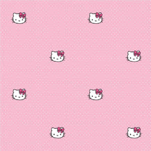 粉紅色牆紙，Hello Kitty面孔戴著蝴蝶結，背景為圓點圖案。 — Hello kitty 美學 GIF 壁紙