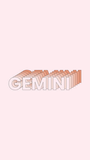 粉彩粉紅和蜜桃色調的極簡 Gemini 文字壁紙。