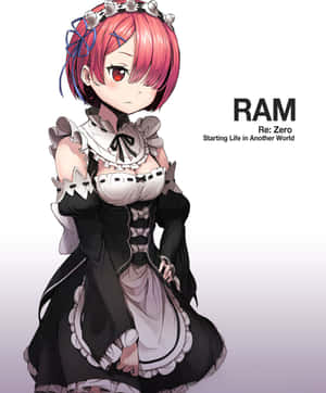 來自《Re Zero》的動漫角色拉姆，穿著黑白女僕裝，粉紅色頭髮。 — Motorola Razr 70 Ultra 壁紙