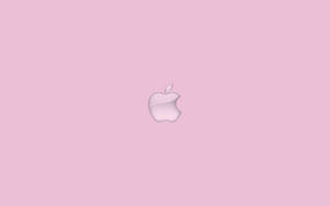 粉紅色背景上的銀色Apple標誌 — 美學mac 壁紙