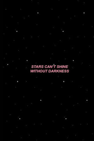 粉紅色文字星星不能沒有黑暗而閃耀在星空夜空背景上。