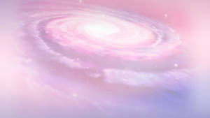 一個帶有發光星星的粉彩粉紅和紫色螺旋星系。 — 粉紅閃粉 壁紙