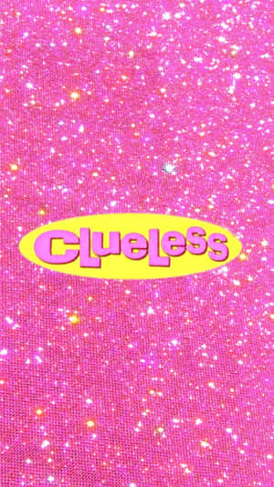 粉紅色閃粉背景，黃色橢圓形，粉紅色「Clueless」文字。 — 淺粉紅色美學動圖 壁紙