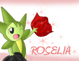 一隻叫 Roselia 嘅綠色動畫 Pokémon，周圍有閃光，揸住一朵紅玫瑰。 — 淺粉紅色美學動圖 壁紙