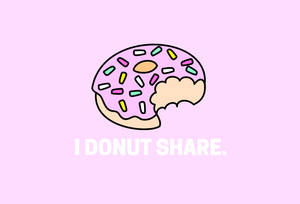 一個被咬了一口的卡通冬甩和文字 I DONUT SHARE。