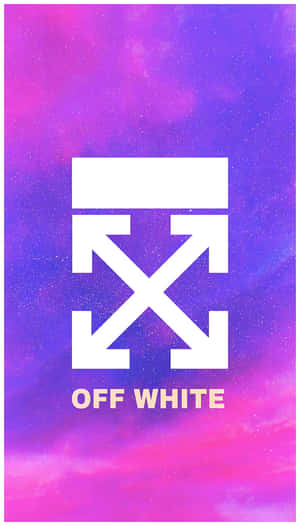 Off White標誌在宇宙紫色和粉紅色背景上